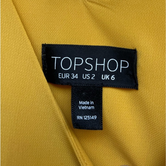 Topshop mustard thin strap front/back V-neck, lined top, side slits, size 2 - Picture 2 of 9